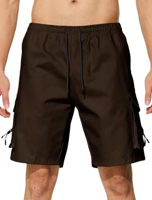 Men's Casual Cargo Shorts Drawstring Elastic Waist Summer Classic Outdoor Stretch Work Shorts with 5 Pockets