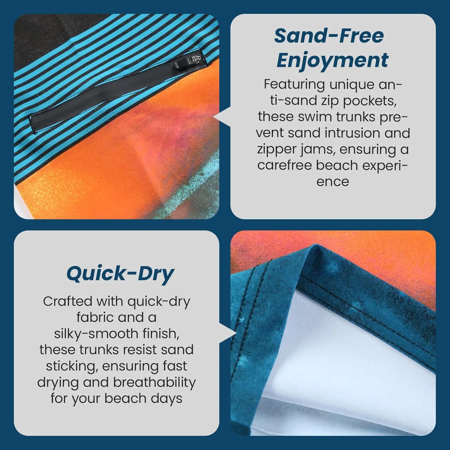 Men's Swim Trunks 22?? Quick Dry Board Shorts with Key Keeper, No Mesh Lining - Perfect for Surfing & Swimming