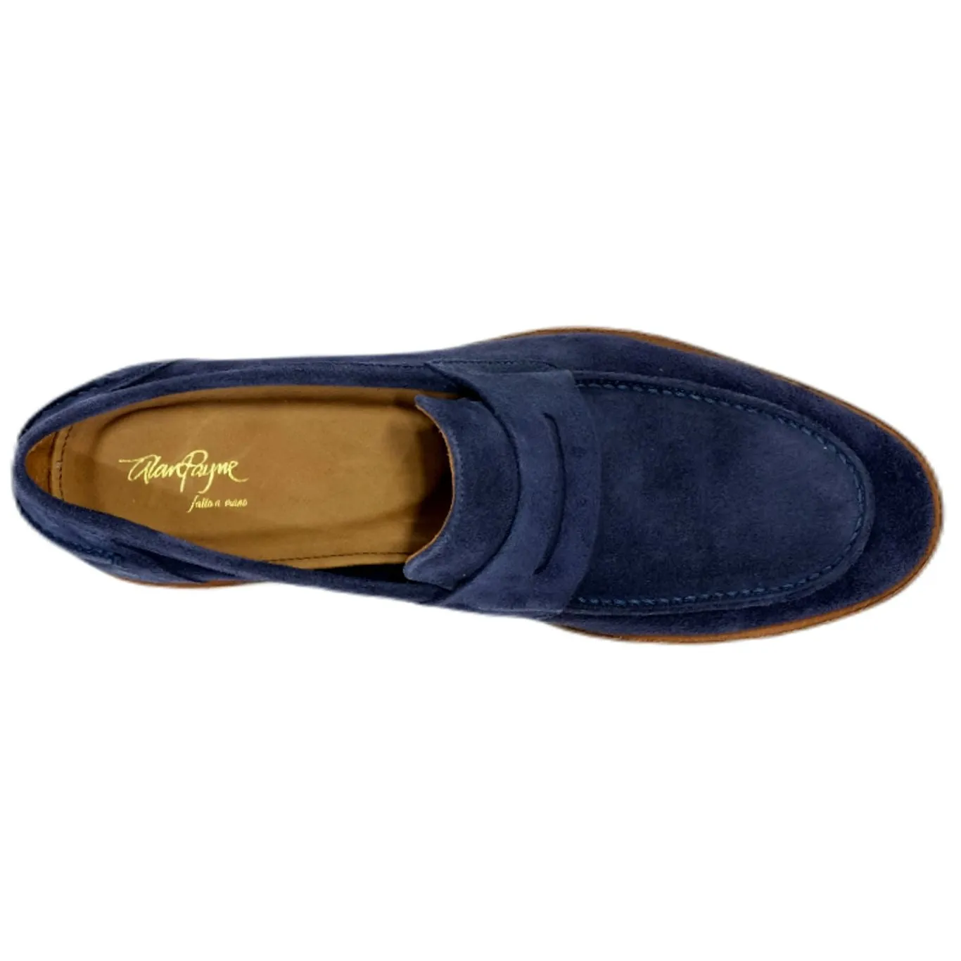 Naples Modern Suede Penny Loafer in Navy by Alan Payne Footwear