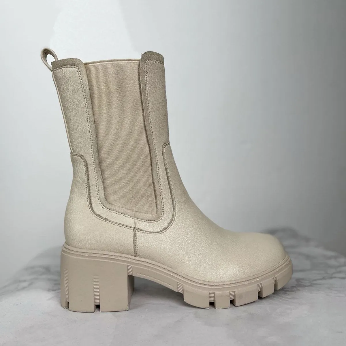 Purpdrank - Women's Fashion Slip On Mid Calf Chelsea Boots