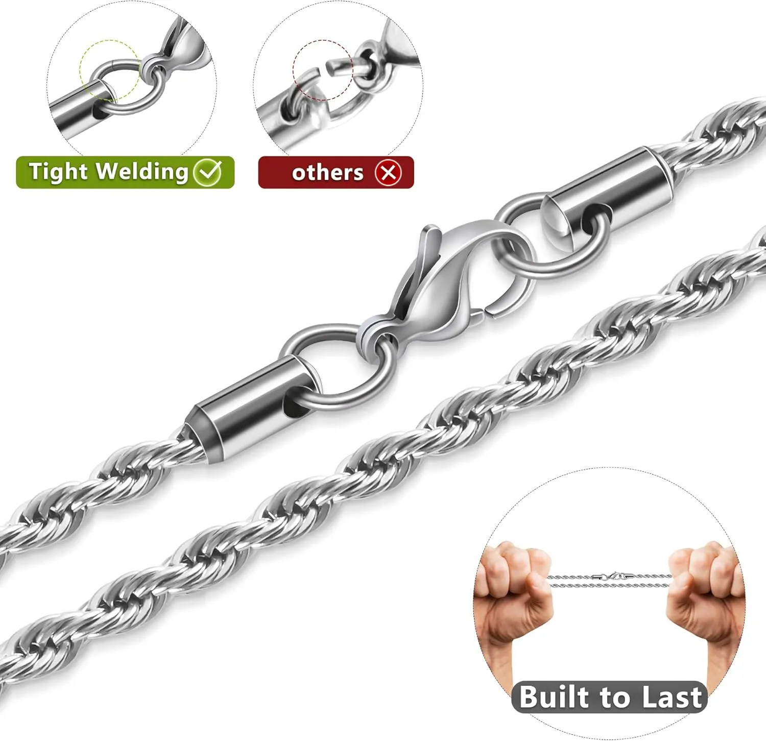 Romass 2Pcs Cross Necklace for Men Boys, American Flag Bible Verse Stainless Steel Silver Black Crosses Necklaces Pendant Chain Jewelry Box Gifts