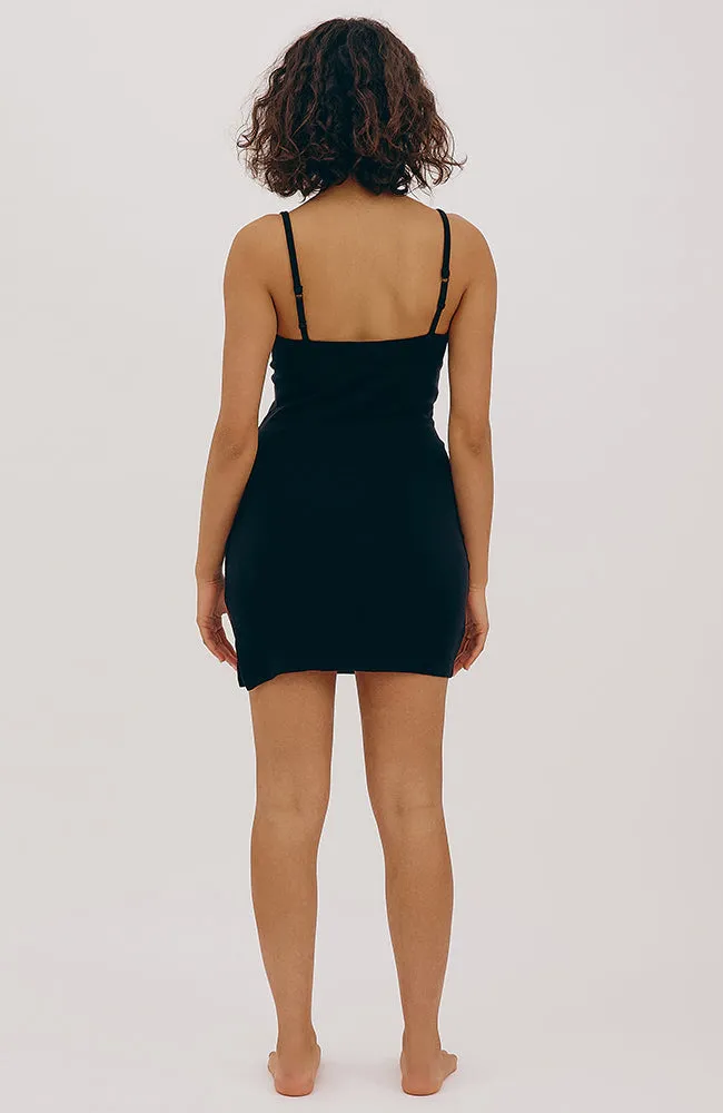 Soft knit onderjurk zwart