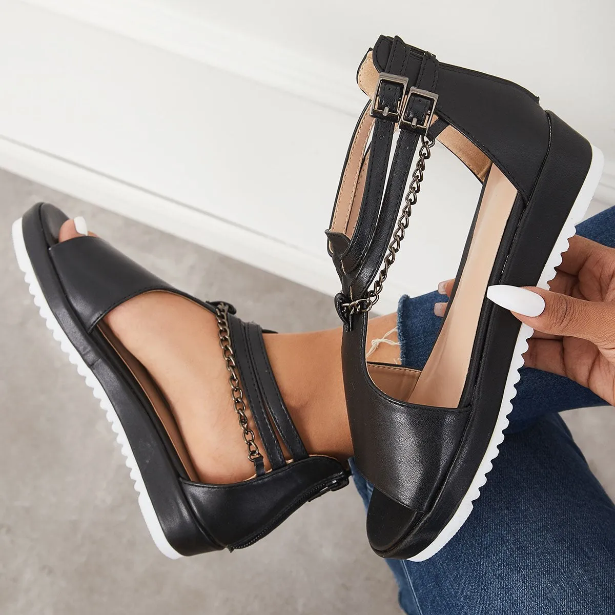 Sohiwoo  Womens Fashion Casual Wedge Heel Strap Platform Sandals Imily Bela