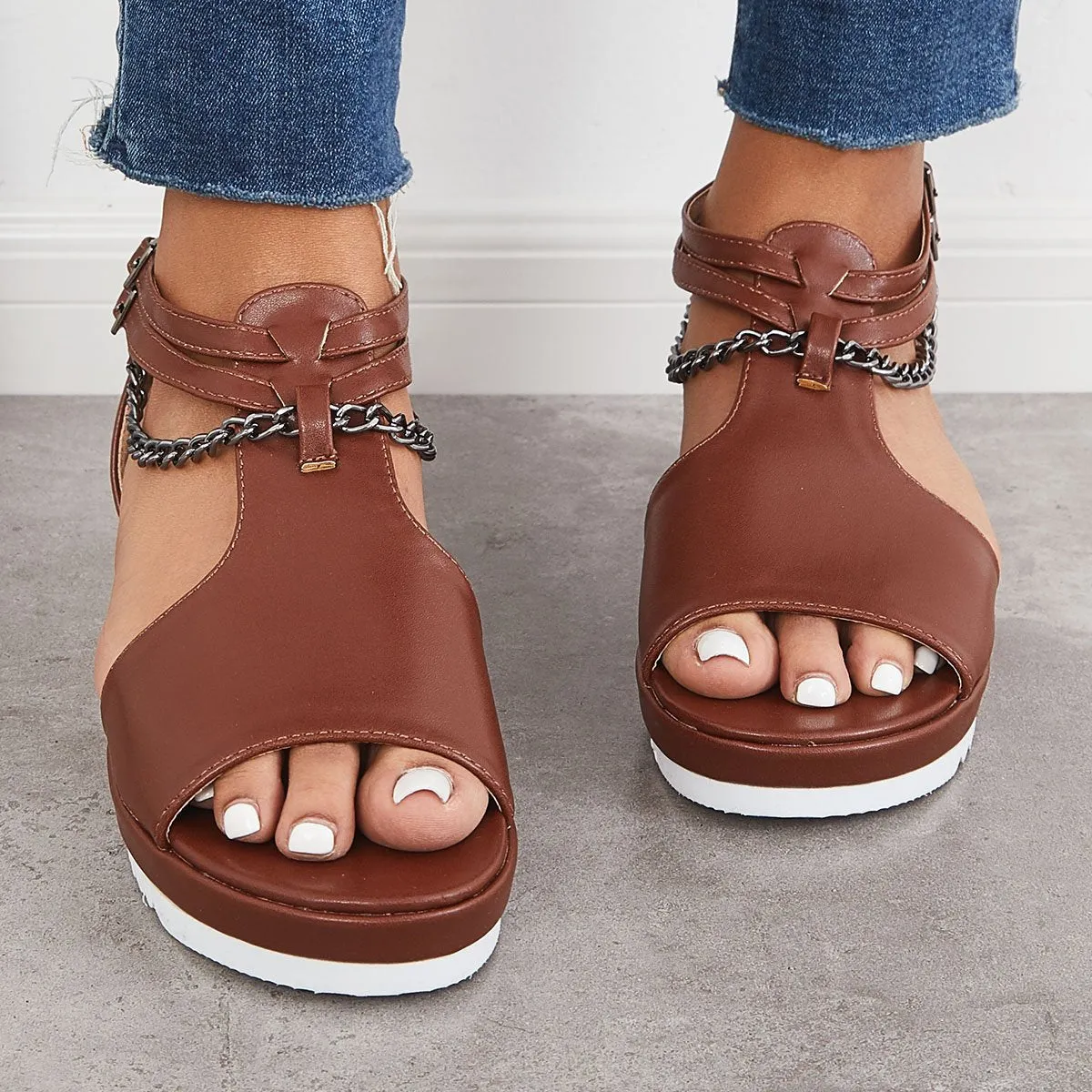 Sohiwoo  Womens Fashion Casual Wedge Heel Strap Platform Sandals Imily Bela