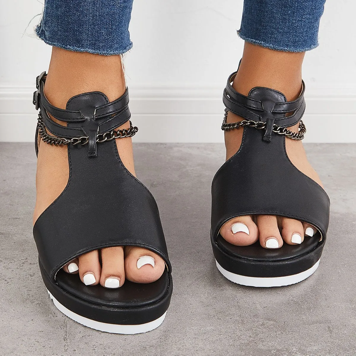 Sohiwoo  Womens Fashion Casual Wedge Heel Strap Platform Sandals Imily Bela
