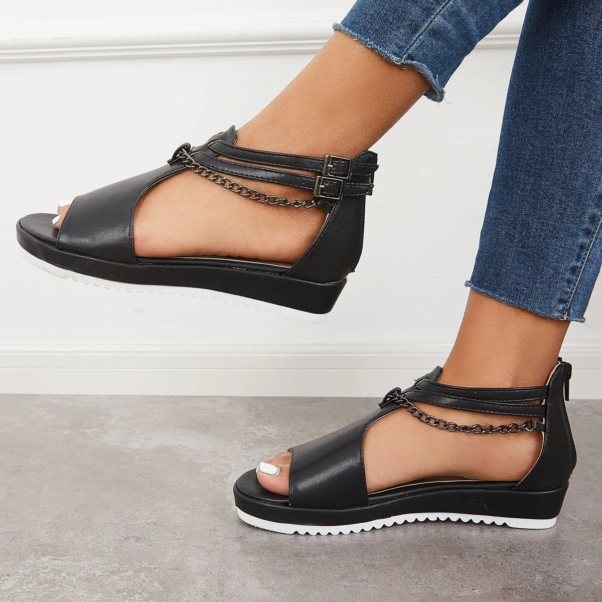 Sohiwoo  Womens Fashion Casual Wedge Heel Strap Platform Sandals Imily Bela