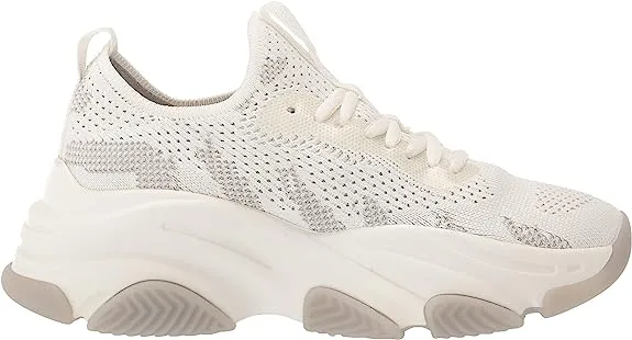 Steve Madden Pike White Lace Up Stretchy Mesh Upper Lace Up Low Top Sneakers