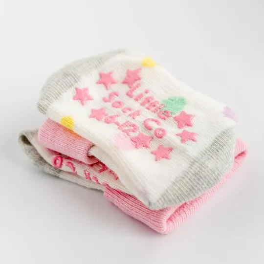 The Little Sock Company Original non-slip, stay-on socks in Cream with Rainbow Spot