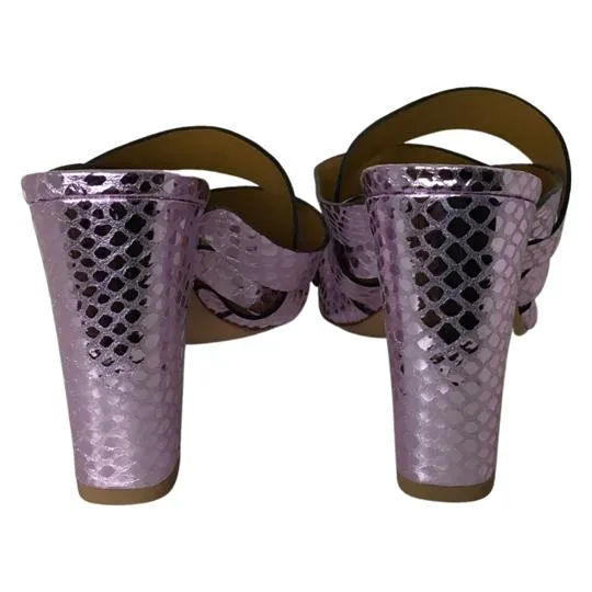 Veronica Beard Leather Metallic Open Toe Light Purple Color Sandals